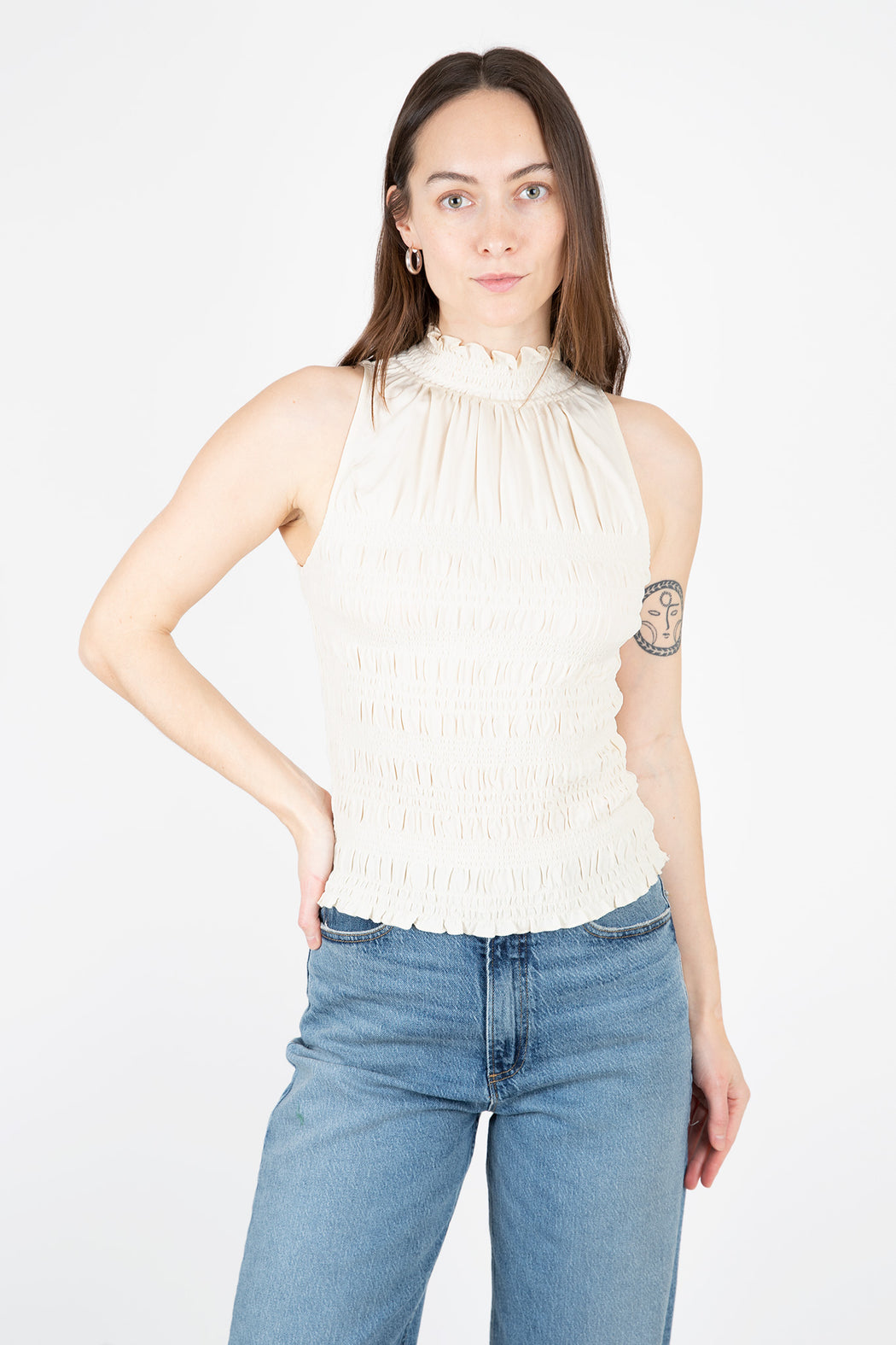FRAME-Smocked-Knit-Halter-Top-Bone