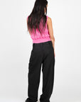 Ganni-Drapey-Melange-Loose-Pleat-Pants-Black