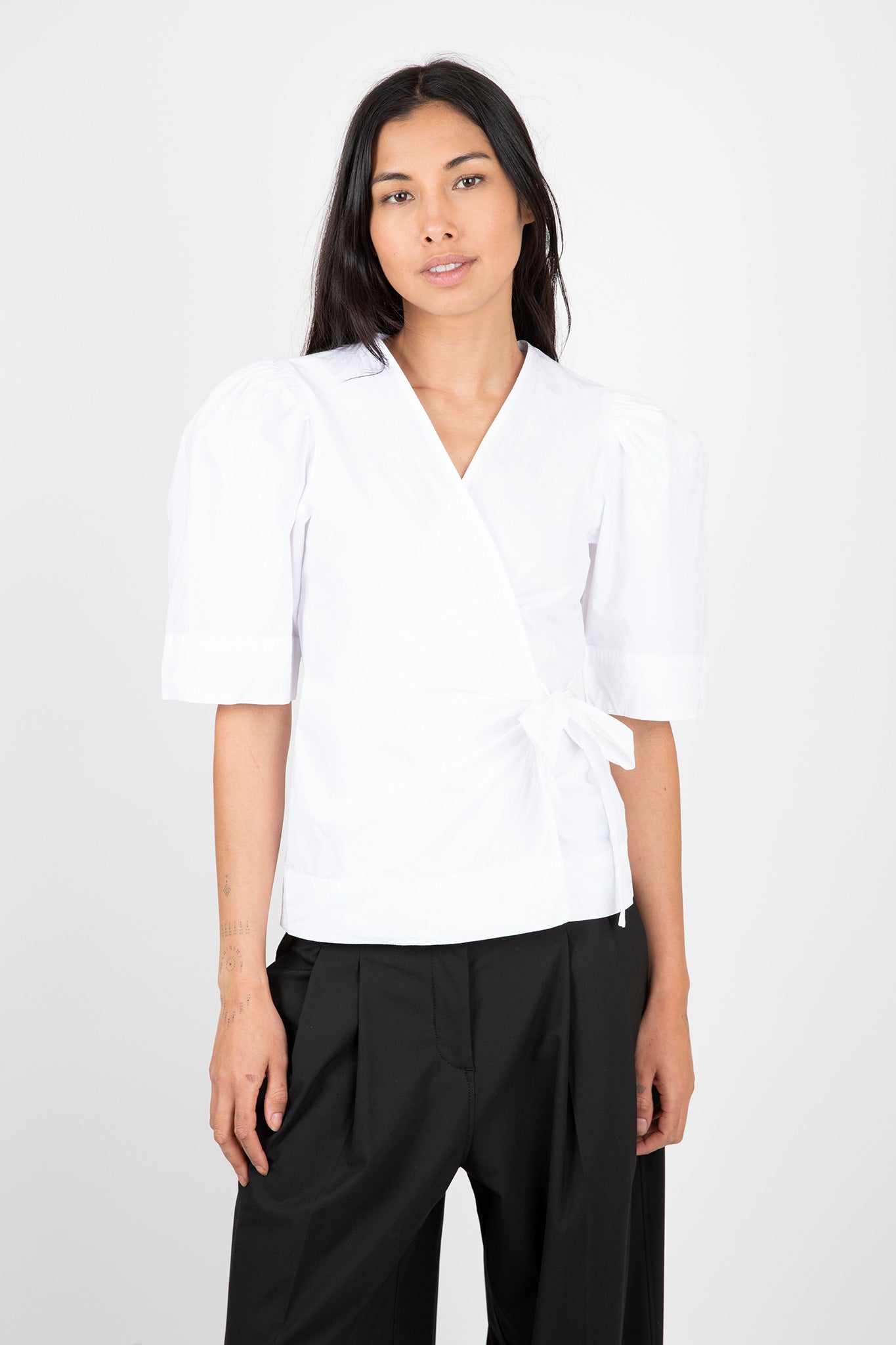 Ganni-Drapey-Wrap-Blouse-White