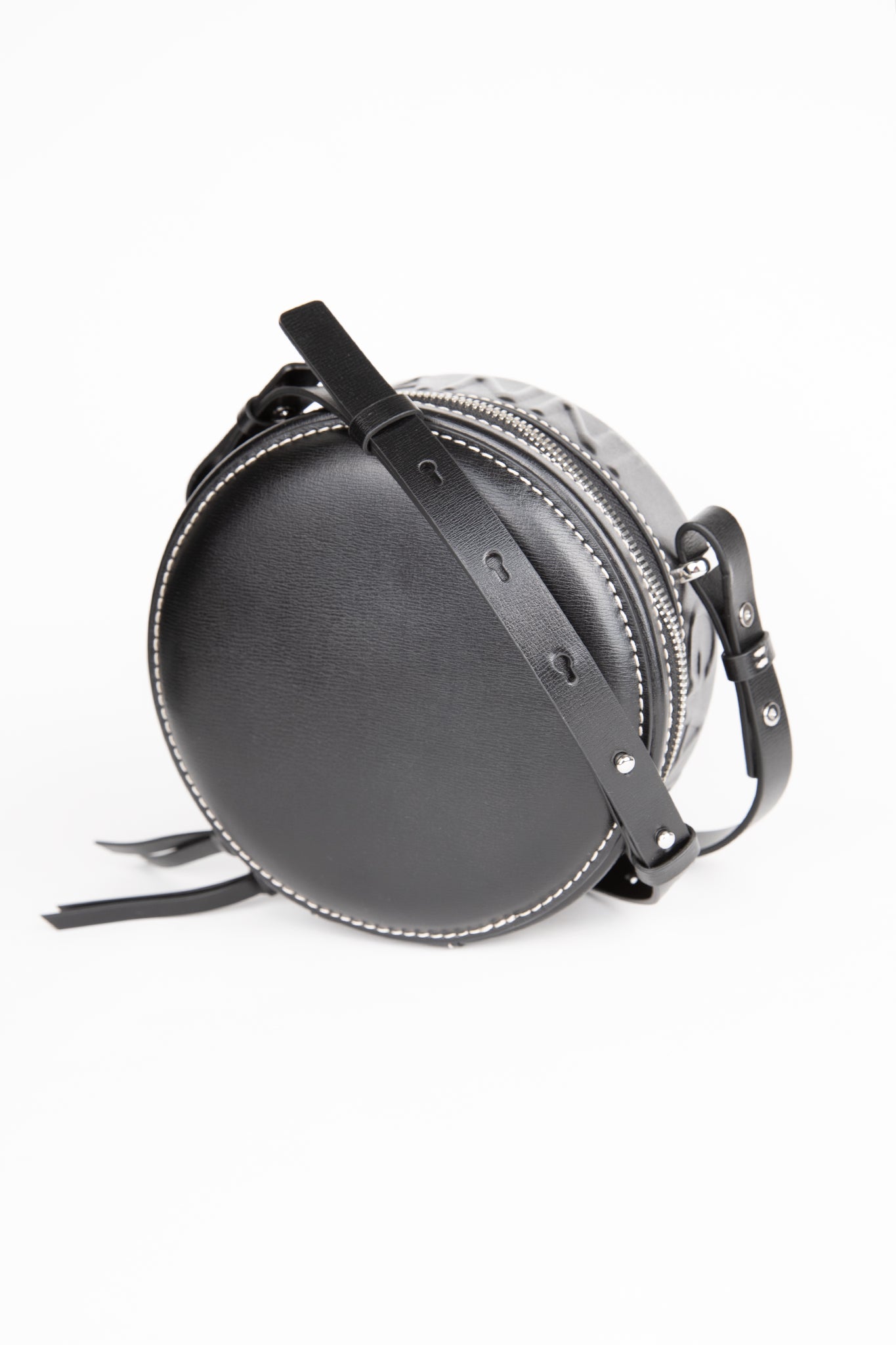 Ganni-Round-Crossbody-Logo-Bag-Black