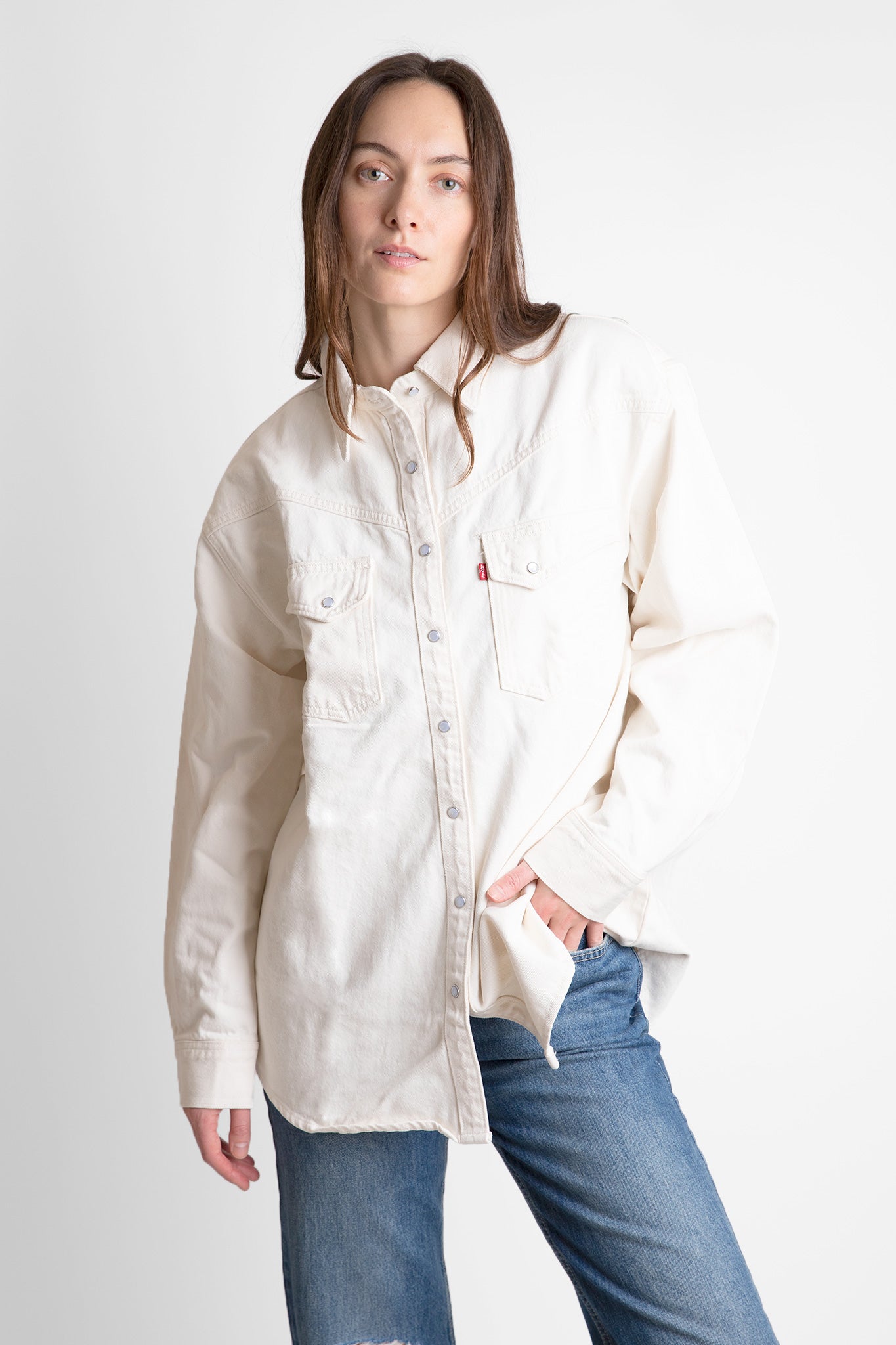 Levis-Dorsey-XL-Western-Shirt-Tan-Rinse