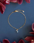 XS Paper Clip Two Stone Drop Bracelet