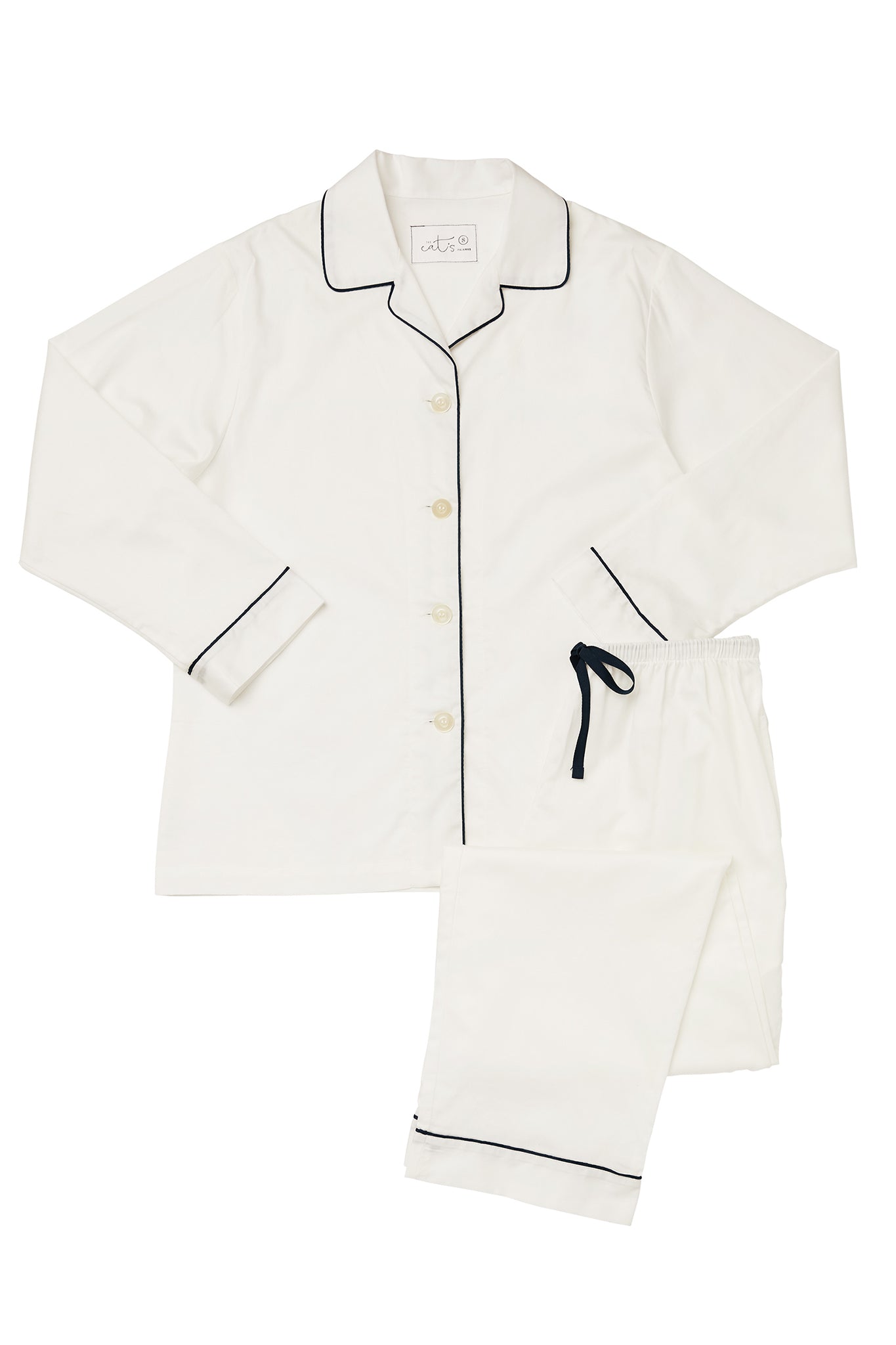 Classic White Luxe Pima Pajama Set Sleepwear The Cat's Pajamas   