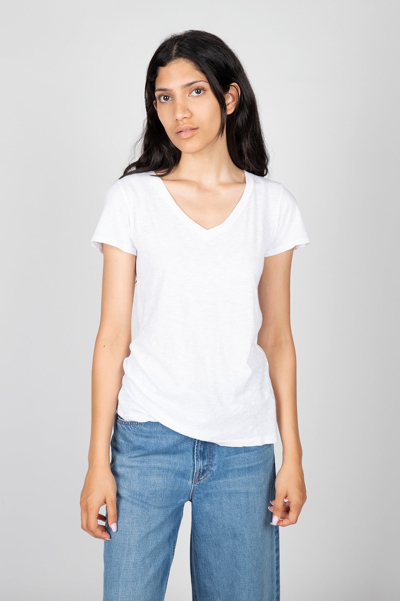 Lilith Cotton Slub V-Neck Tee T-Shirts Velvet   