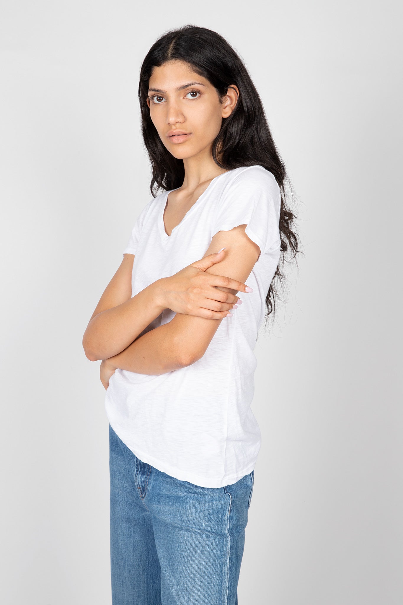 Velvet-Lilith-Cotton-Slub-V-Neck-Tee-White