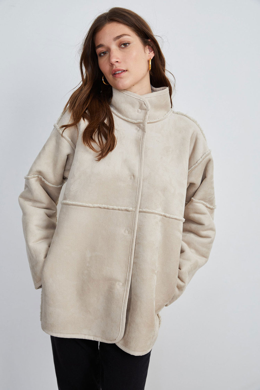 Velvet Lux Sherpa Coat Ecru 