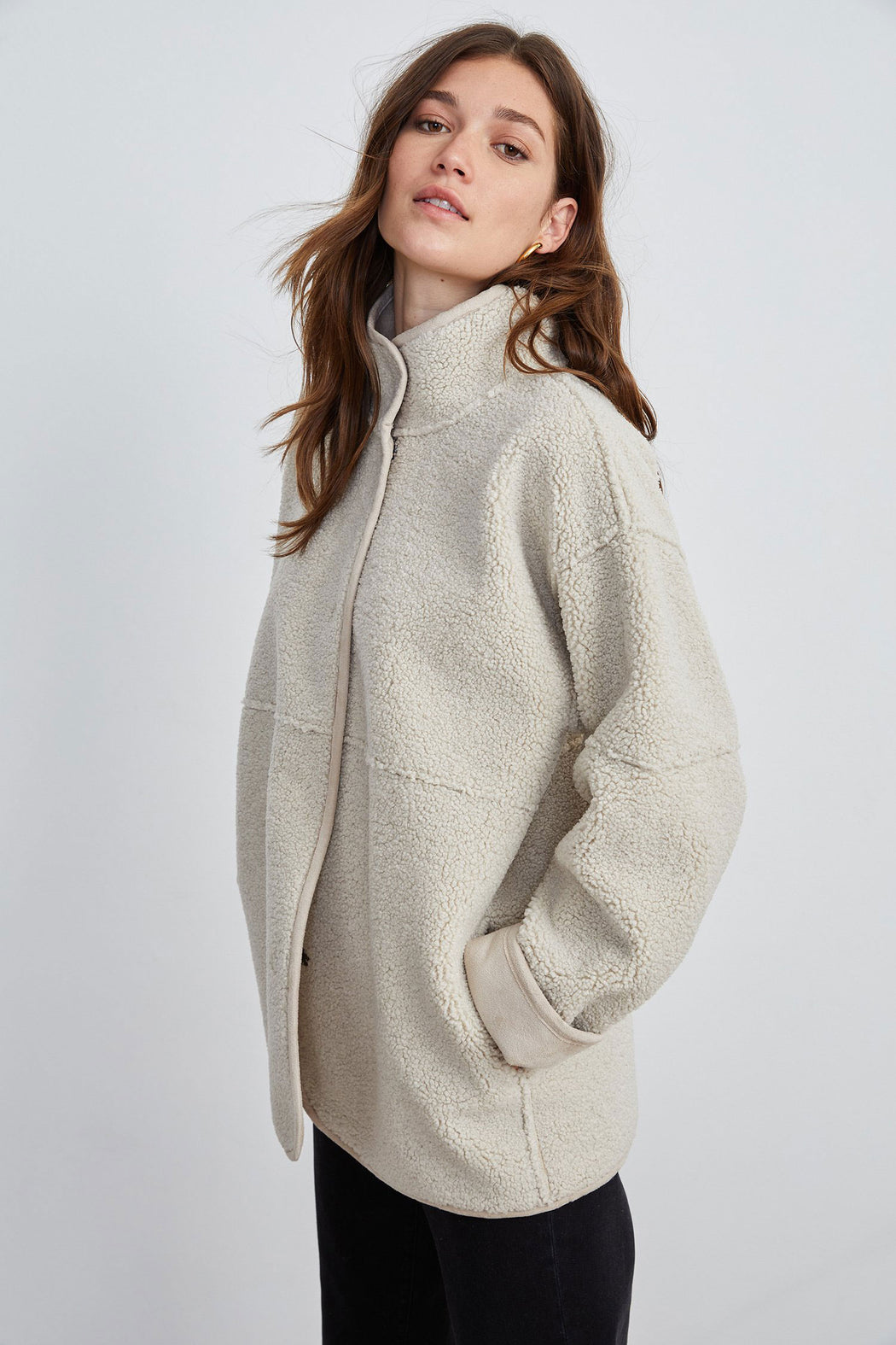 Velvet Lux Sherpa Coat Ecru 