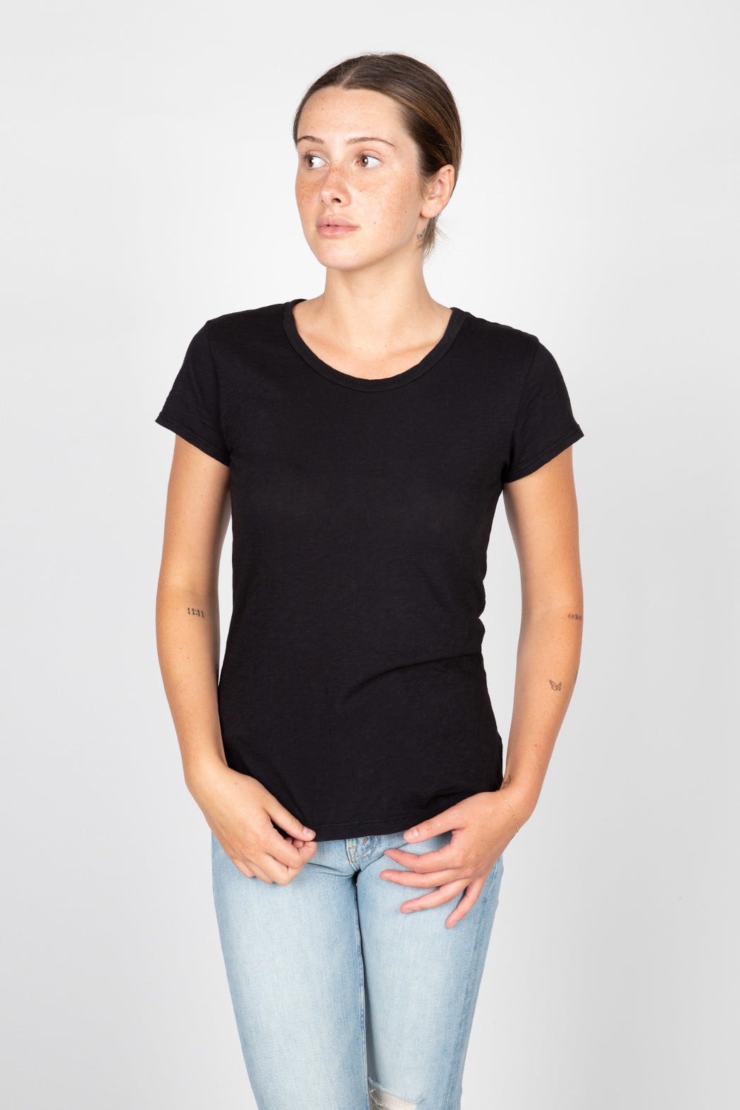 Velvet-Odelia-Cotton-Slub-Crew-Neck-Tee-Black
