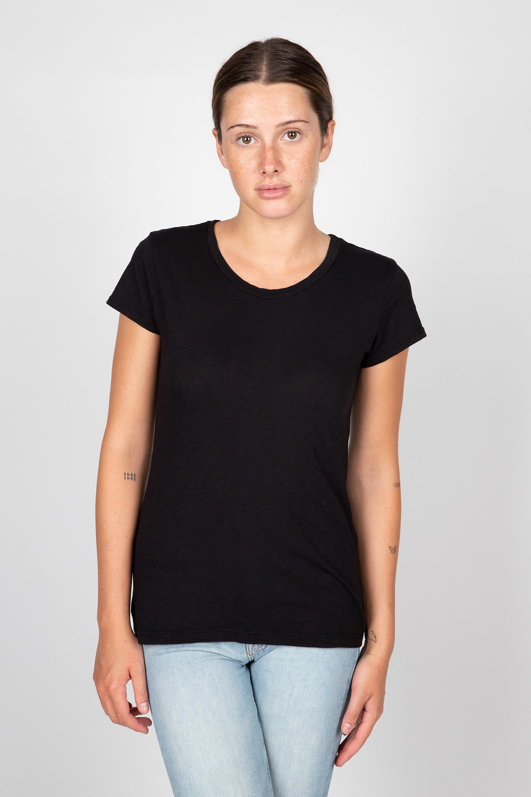 Velvet-Odelia-Cotton-Slub-Crew-Neck-Tee-Black