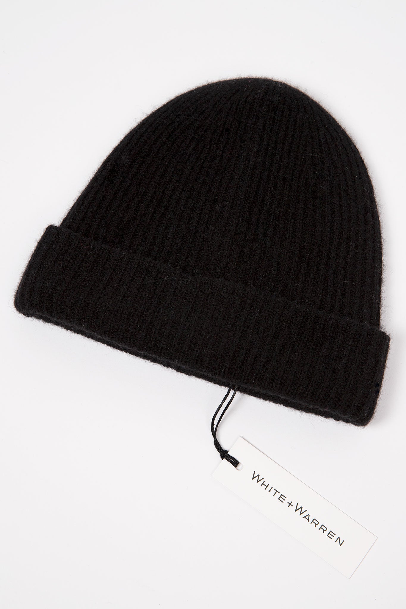 White-Warren-Cashmere-Plush-Rib-Beanie-Black
