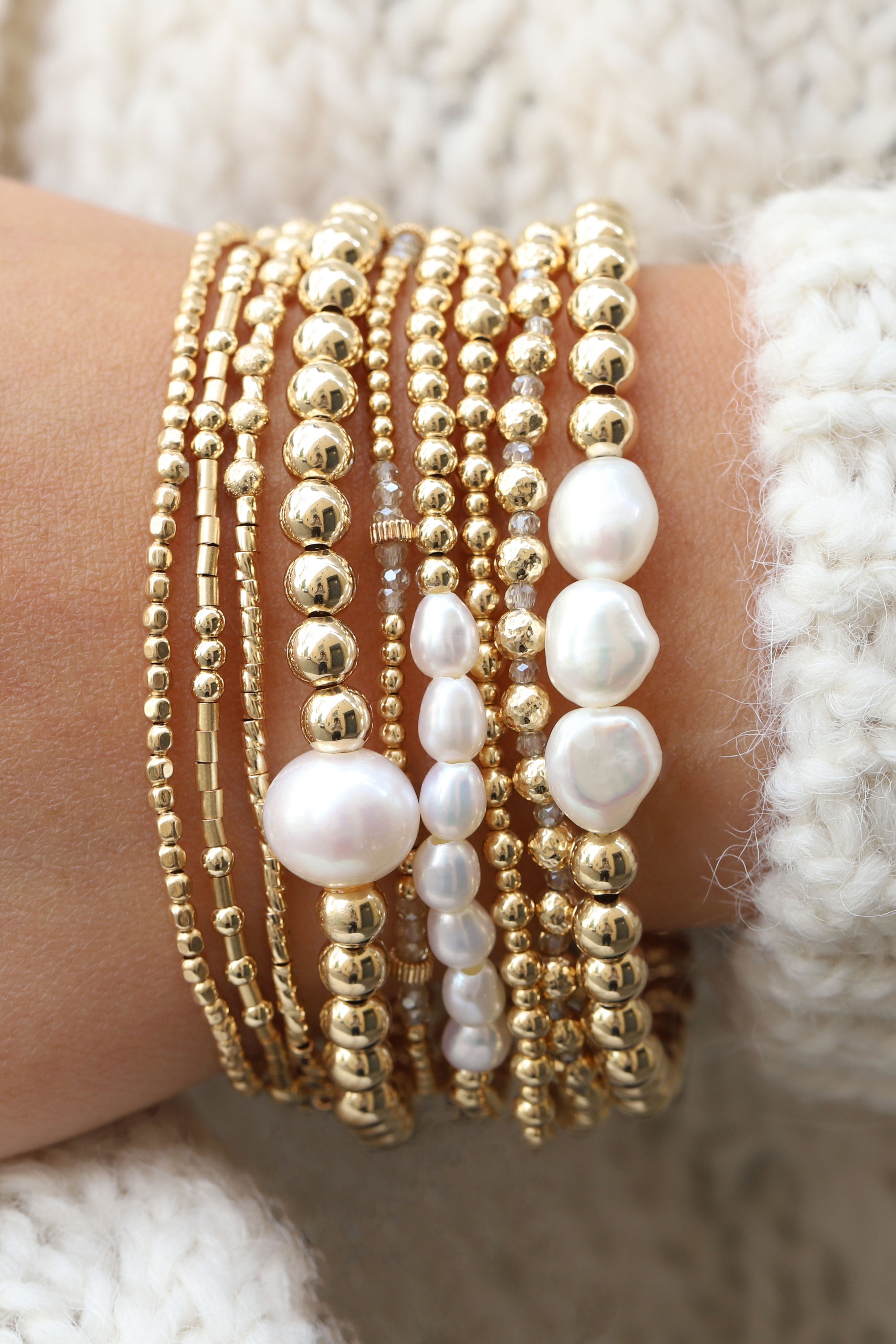 5mm Beaded 3 Baroque Pearl Bracelet
